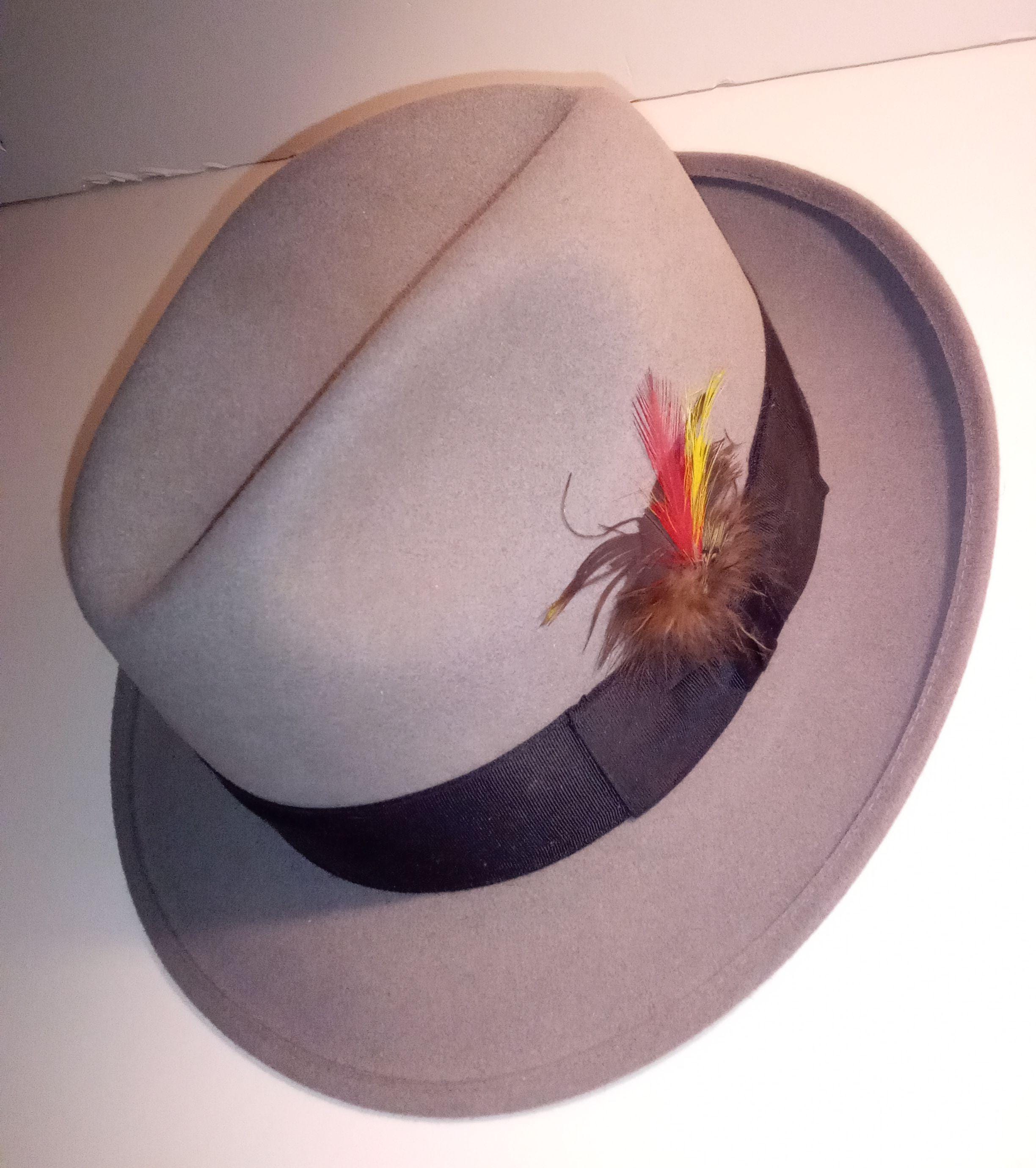 Grey Wool Felt Fedora with Floral Accent Stay Wild Stone Grey Wide Brim Fedora Hat – Echo Nation Studio main image 3