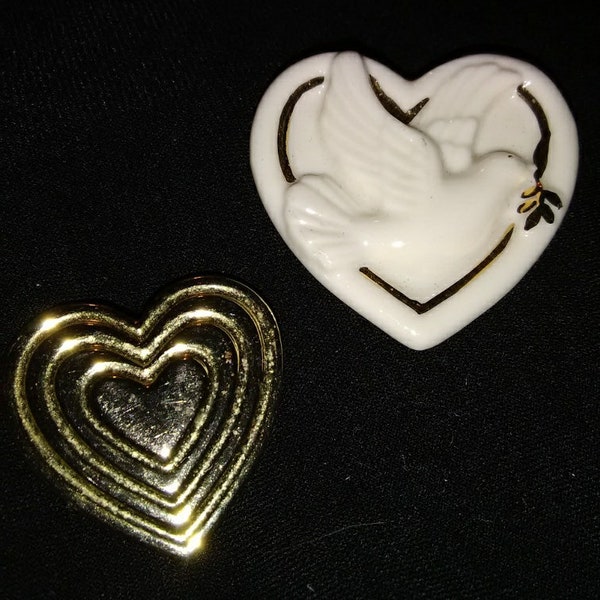 Vintage Heart Brooches / Lenox China & Variety Club Goldtone / Valentine / Fashion Jewelry