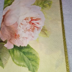 Servilletas para decoupage / Papel vintage efímero / Rosas rosas de 3 capas / Manualidades reutilizables, diarios basura, álbumes de recortes