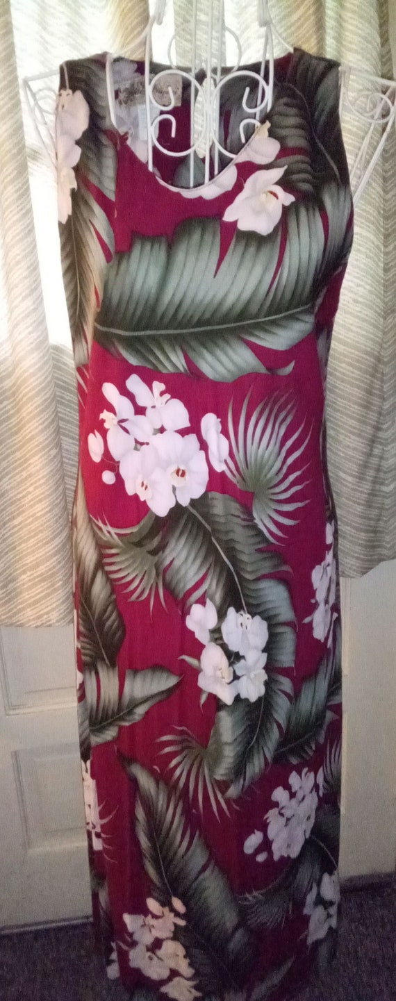 Vintage Women's Hawaiian Medium Maxi Dress * Blue 