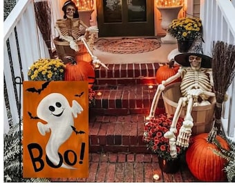 Boo Garden Flag Boo Yard Flag Ghost Flag Cute Halloween Decor Halloween Flag Halloween Outdoor Flag Boo Ghost Flag Halloween Yard Flag Boo
