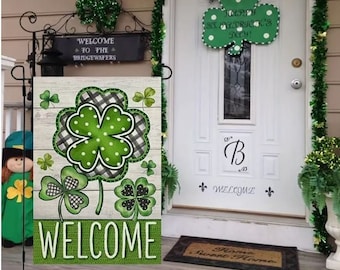 St. Patrick's Day Garden Flag St. Patrick's Day Flag Welcome Garden Flag Lucky Garden Flag Spring Yard Flag Spring Garden Flag Clover Flag