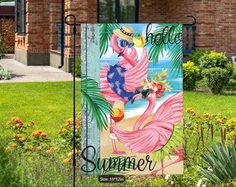 Flamingo Garden Flag Hello Summer Garden Flag Hello Summer Flamingo Flag Flamingo Yard Flag Hello Summer Yard Flag Summer Flamingo Yard Flag