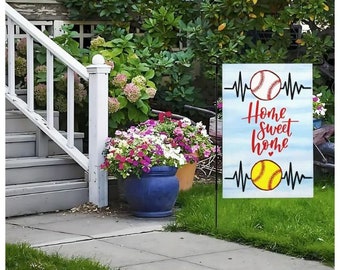 Baseball Flag Softball Garden Flag Baseball and Softball Flag Baseball Yard Flag Baseball Decor Baseball Sign Softball Decor House Divided