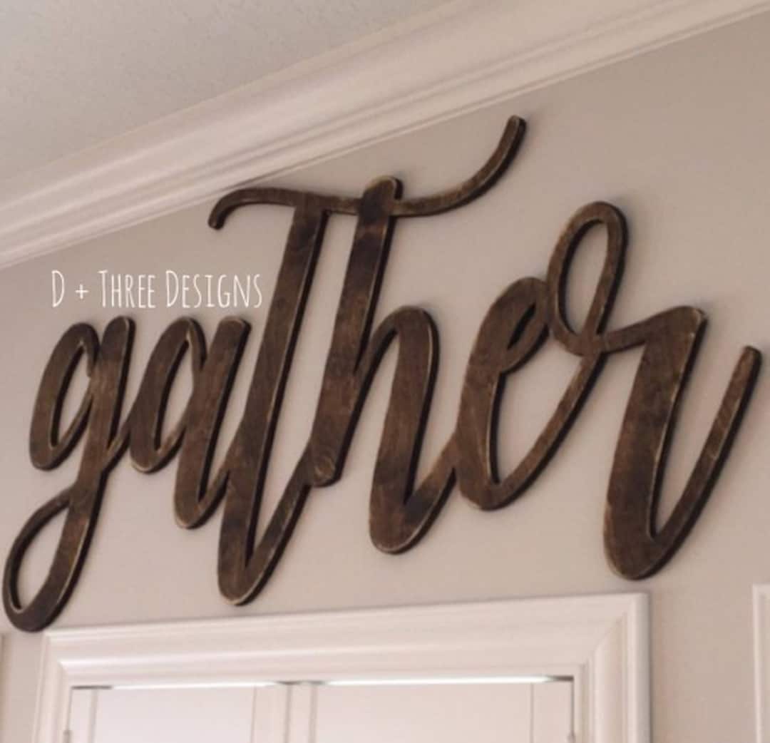 Large DISTRESSED Gather Sign (choose Stain or Paint Color), Rustic ...