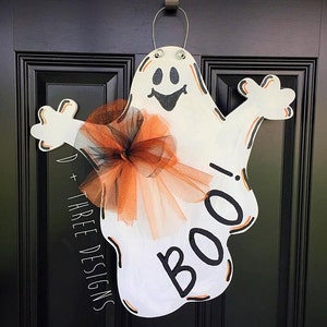 Ghost Wooden Door Hanger // Halloween Door Decor // Fall Door Decor // Rustic Door Hanger Wreath