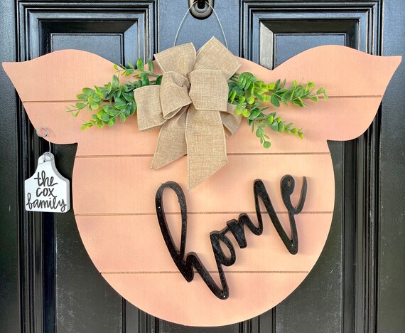 Home Pig Shiplap Southern Farmhouse Wooden Door Hanger Sign