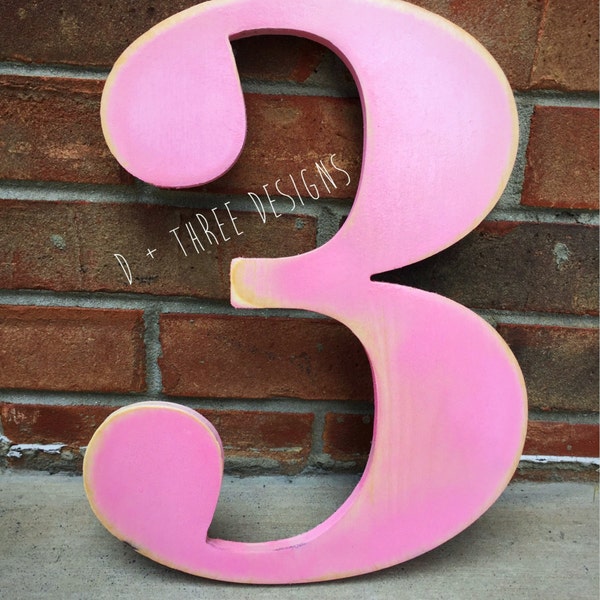 Distressed Wooden Number Birthday Number Painted Number 1st Birthday Numbers Photo Prop Birthday Prop Birthday Decor Large Number