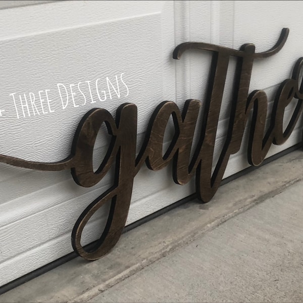 Southern Farmhouse Chic Gather Sign (You Pick The Color), Rustic Farmhouse Chic, Wooden Letters, Home Decor, Wooden Phrase, Shelf Sign
