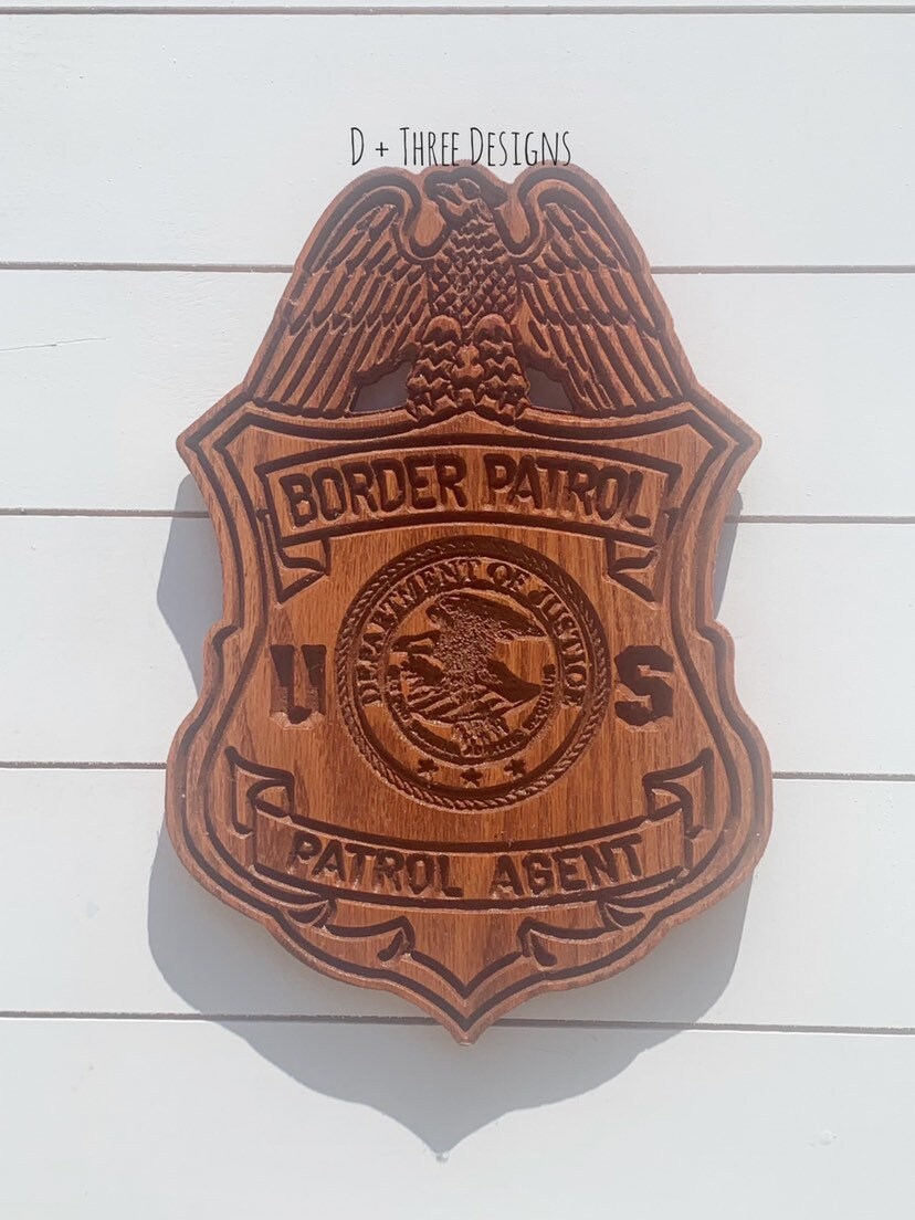 US Border Patrol Carved Wooden Badge // Border Patrol Agent // Wooden ...