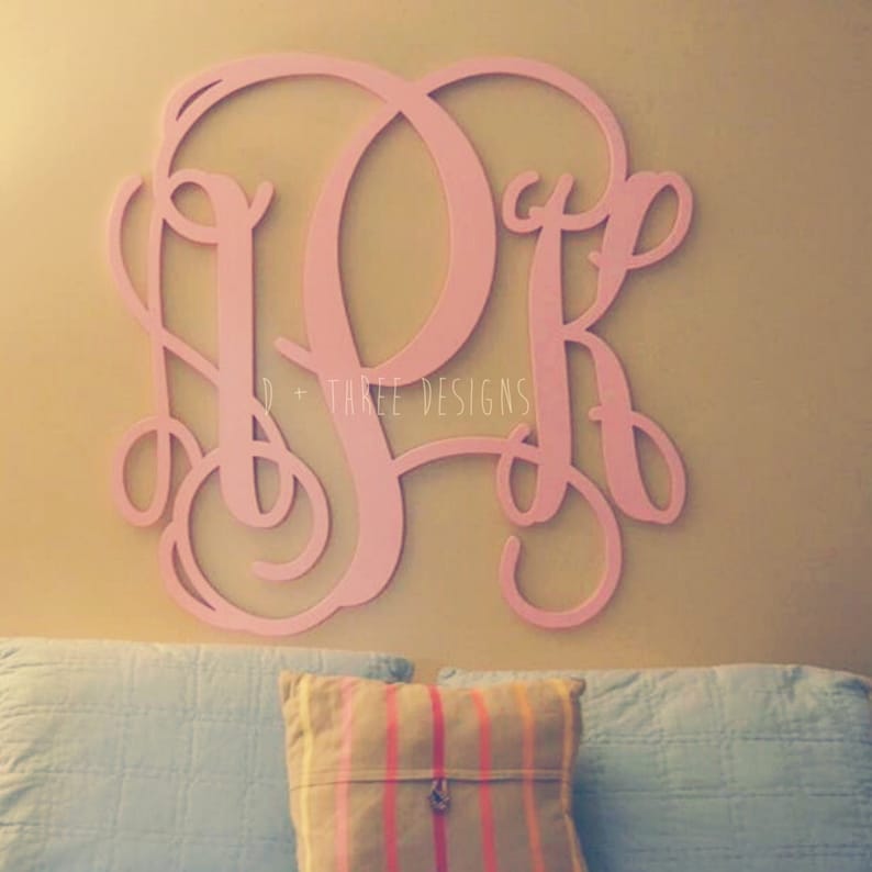 36 Inch Wooden Monogram Painted Light Pink Wooden Letters Etsy