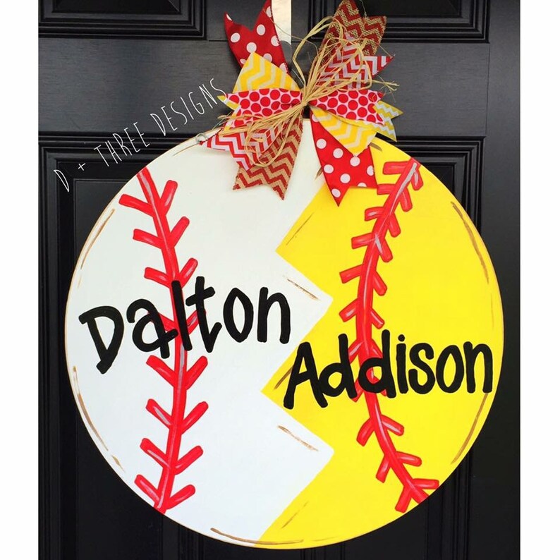 Softball Baseball Door Hanger Baseball Decor Baseball Etsy