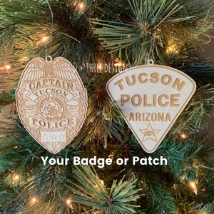 Tucson Police Department Personalized Police Badge Ornament or Tucson Police Patch Ornament