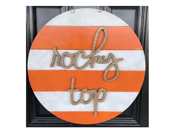 TN Home Orange & White Rocky Top Tennessee Vols Football Wooden Door Hanger Go Big Orange Door Decor University of Tennessee Rocky Top TN