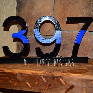 Police Officer Thin Blue Line Wooden Badge Number Thin Blue Line Decor Wooden Badge Police Gift Police Decor Police Academy Graduation Cop Gift Police Retirement Police Office Decor Police Desk Piece Police Number Badge Number