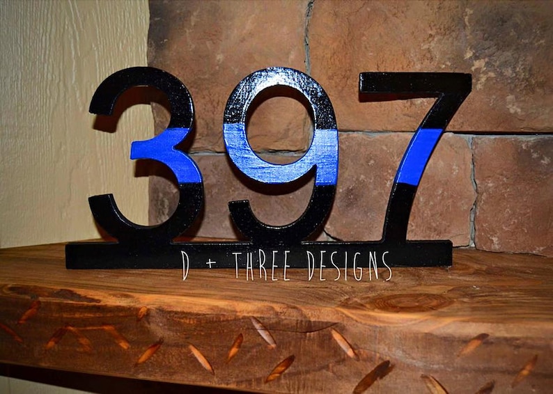 Police Officer Thin Blue Line Wooden Badge Number Thin Blue Line Decor Wooden Badge Police Gift Police Decor Police Academy Graduation Cop Gift Police Retirement Police Office Decor Police Desk Piece Police Number Badge Number