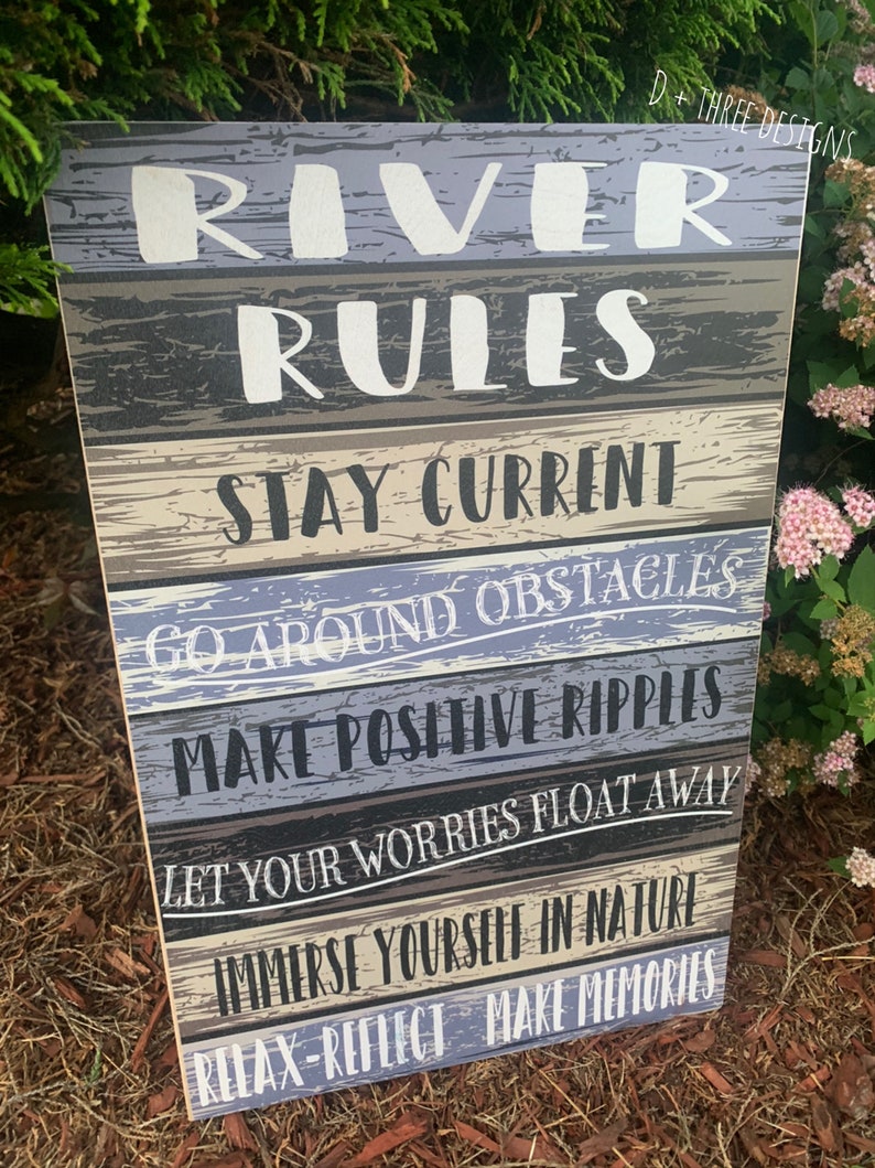River Rules Sign // River Sign // River Decor // Country Sign Etsy