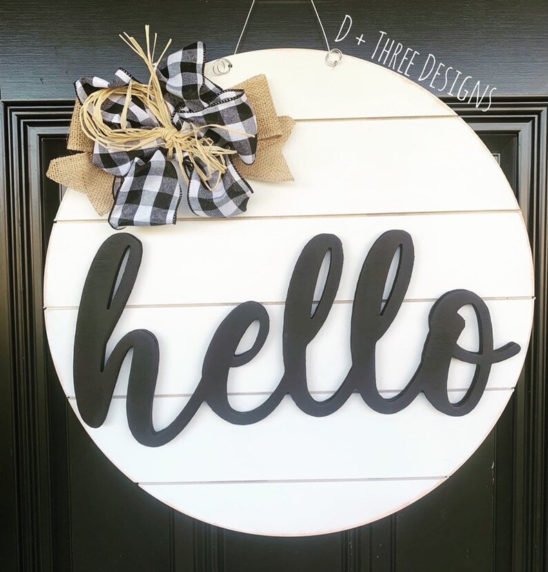 Hello Shiplap Wooden Door Hanger Sign Etsy