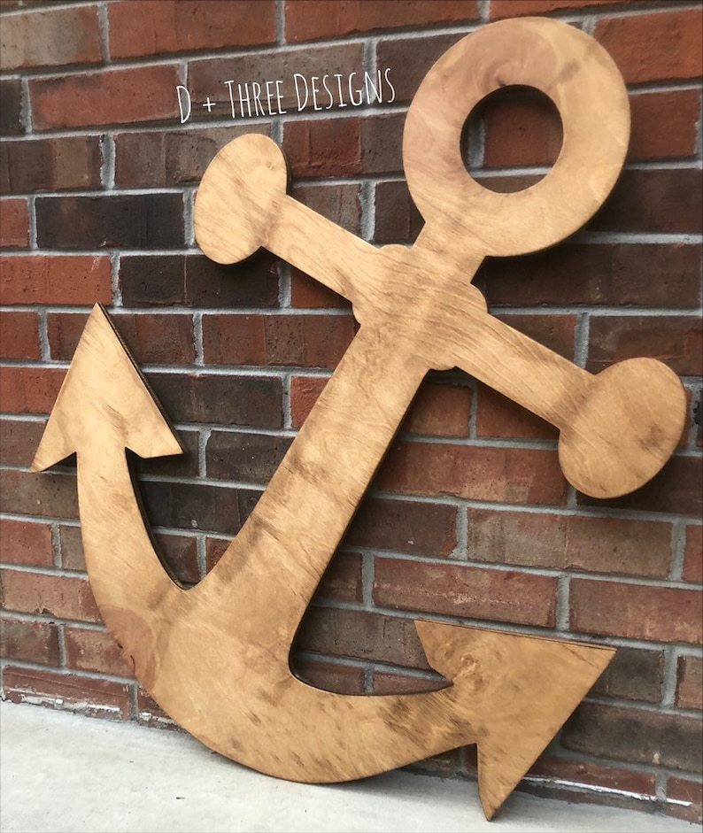 30 Inch Painted Wooden Anchor // Anchor Decor // Nautical Etsy