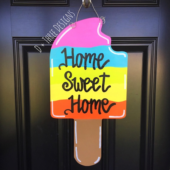 Jumbo Popsicle Wooden Door Hanger You Pick Words Summer Etsy