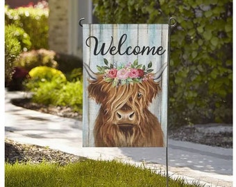Cow Garden flag cow yard flag farm flag farm garden flag farm yard flag farm decor farm welcome sign cow welcome sign highland cow decor cow
