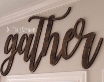 Wooden Gather sign 12" to 60" wide! Large Wooden Gather Sign, Wooden Gather Letters, Wooden Gather Name, Wooden Gather Decor