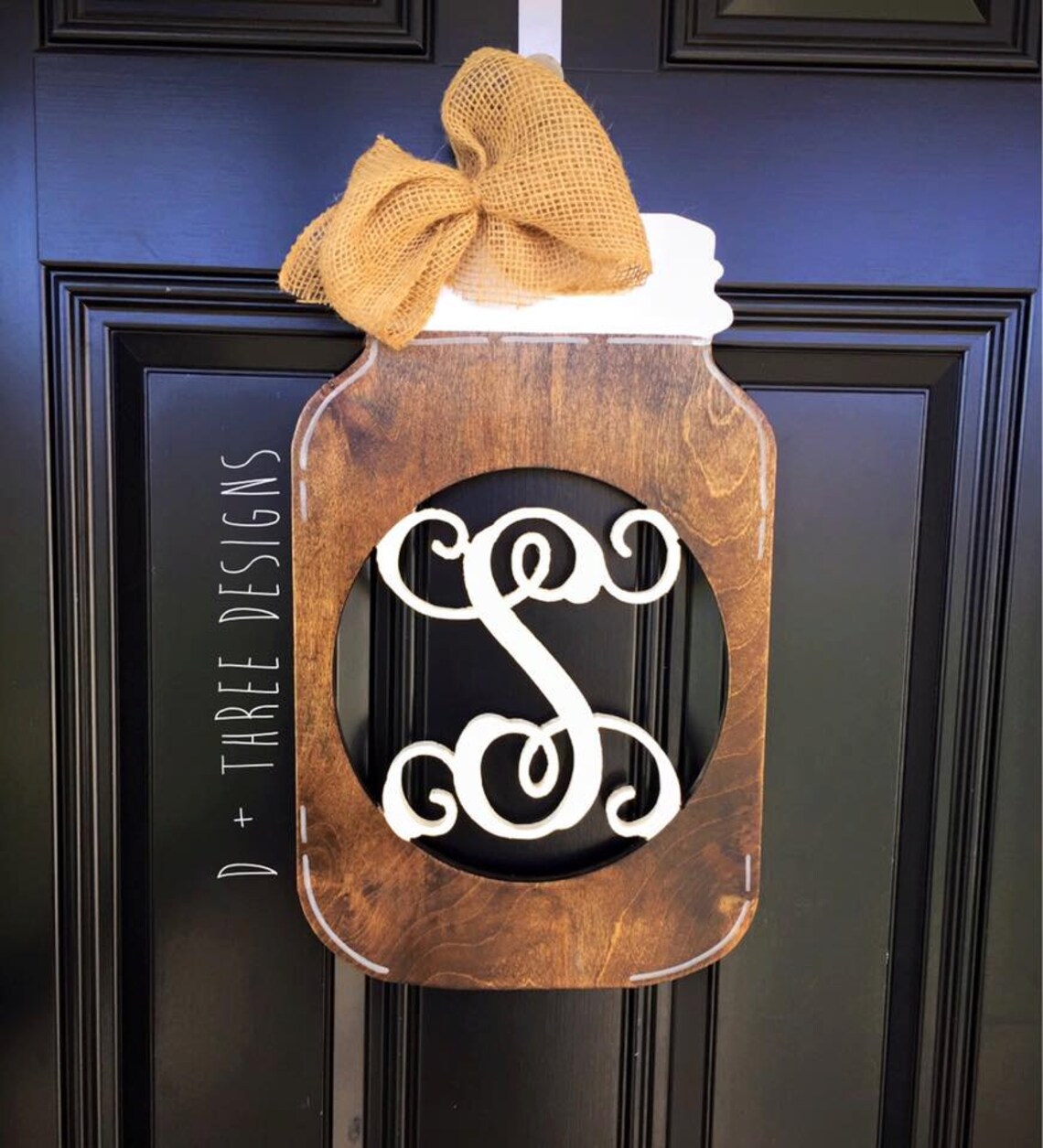 Monogram Southern Mason Jar Wooden Door Hanger Country Decor Etsy