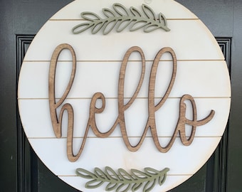 Hello Southern Farmhouse Wooden Door Hanger Sign