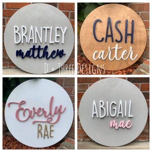 24" Circle Wooden Name Sign | Round Baby Name Sign | Nursery name sign | Nursery room decor| Name Sign | Round Wood Sign | Baby Shower Gift