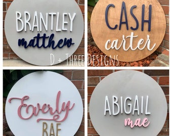 24" Circle Wooden Name Sign | Round Baby Name Sign | Nursery name sign | Nursery room decor| Name Sign | Round Wood Sign | Baby Shower Gift