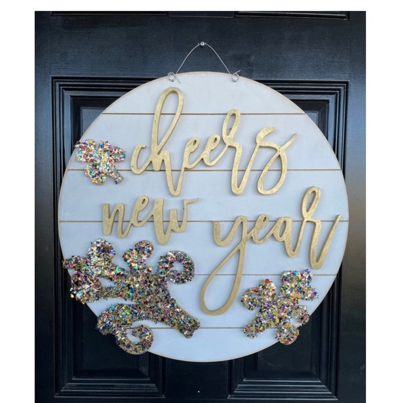 Cheers New YEARS Celebration Confetti Door Hanger / WINTER Etsy