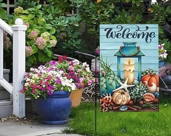 Coastal Beach Welcome Garden Flag Welcome Beach Flag Beach Yard Flag Beach Welcome Flag Small Beach Flag Beach Welcome Garden Flag Coastal