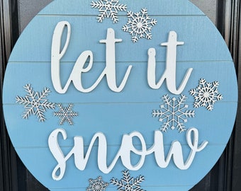Winter Door Hanger // Sparkling Snowflake Hanger // New Year January Door Decor Hanger // Let It Snow Door Sign
