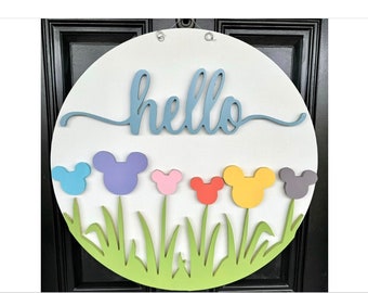 Spring Door Hanger Door Sign Colorful Spring Sign Wooden Door Hanger Magical Spring Sign Hello Door Hanger Summer Door Hanger Disney Lover