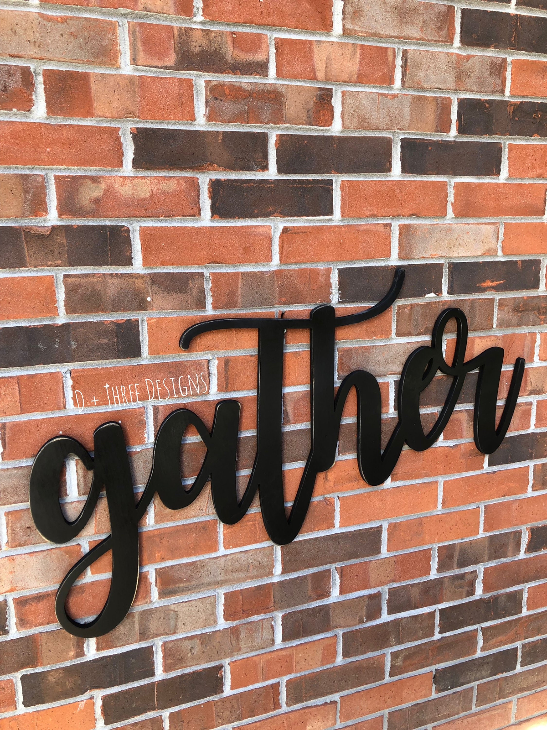 Large Distressed Gather Sign Choose Stain Or Paint Color Wooden Letters Home Decor Phrase Shelf Sign Gallery Photo
