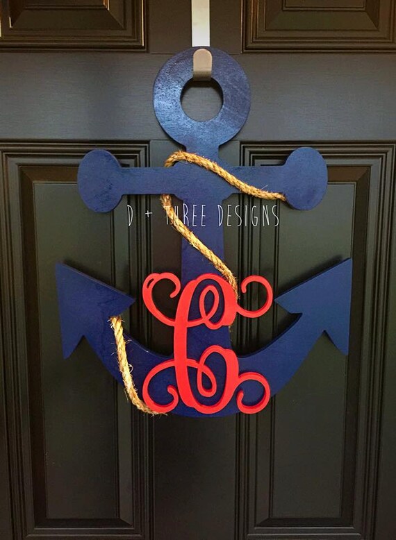 20 inch tall Monogram Anchor Vine Letter Unfinished wood wall decor 1/2 wood 