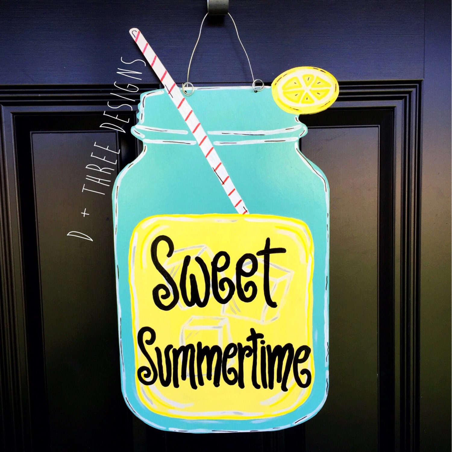 Summer Door Decor Lemonade Door Hanger Pink Lemonade Door Hanger Ready to Ship Mason Jar Door Hanger Summer Door Hanger