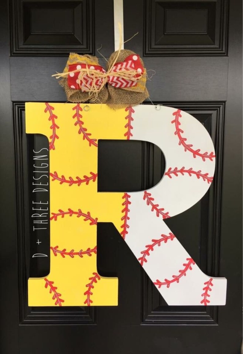 Softball Baseball Letter Door Hanger Baseball Decor Baseball Etsy