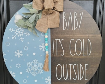 Winter Door Hanger // Sparkling Snowflake Hanger // BABY It's Cold Outside Sign // New Year Door Decor Hanger // Let It Snow Door Sign