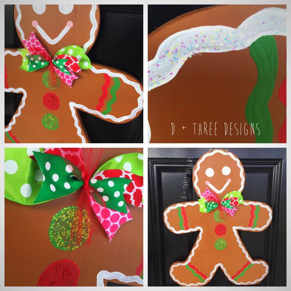 Christmas Sparkling Gingerbread Man Door Hanger / Winter Wreath ...