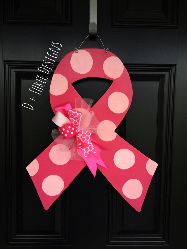 Breast Cancer Awareness Survivor Decor Door Hanger Wreath / Etsy