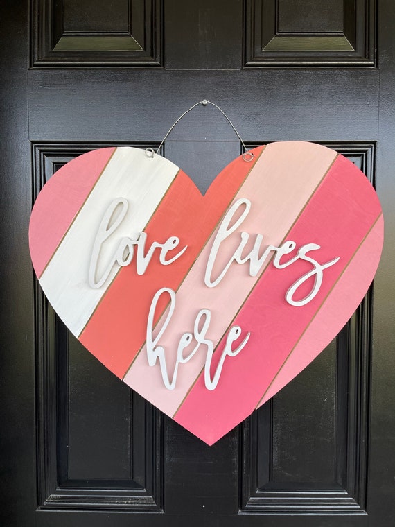 LOVE Lives HERE Shiplap Heart VALENTINES Farmhouse Style Wooden