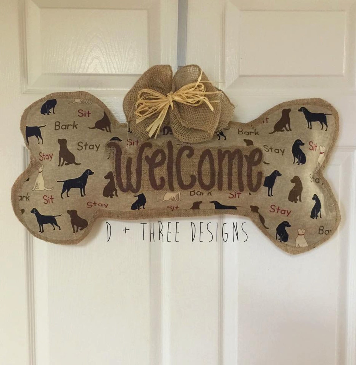 Dog Bone Burlap Door Hanger Dog Lover Wreath Wall Etsy