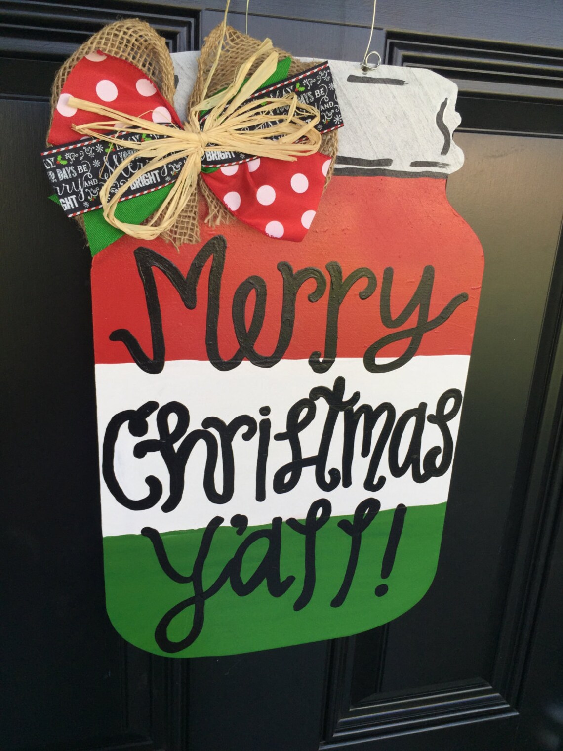 Southern Christmas Mason Jar Door Hanger // Winter Wreath // Etsy