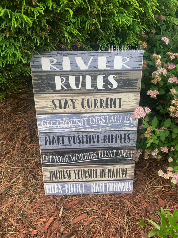 River Rules Sign // River Sign // River Decor // Country Sign Etsy
