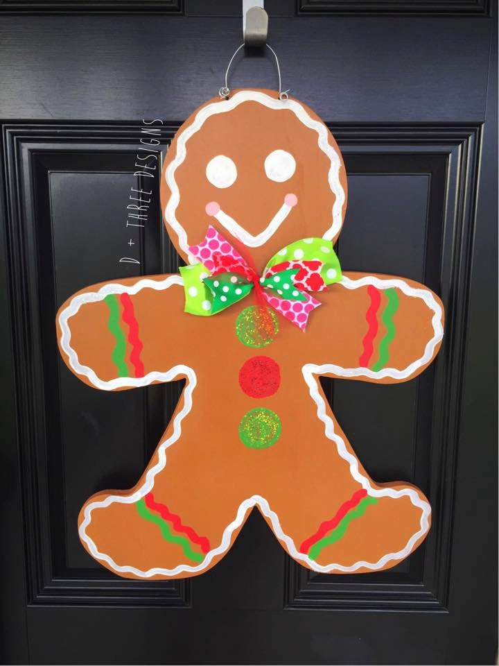 Christmas Sparkling Gingerbread Man Door Hanger / Winter Wreath ...