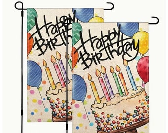 Happy Birthday Flag Happy Birthday Garden Flag Birthday Flag Birthday Welcome Sign Birthday Decor Birthday Outside Decor Birthday Yard Flag