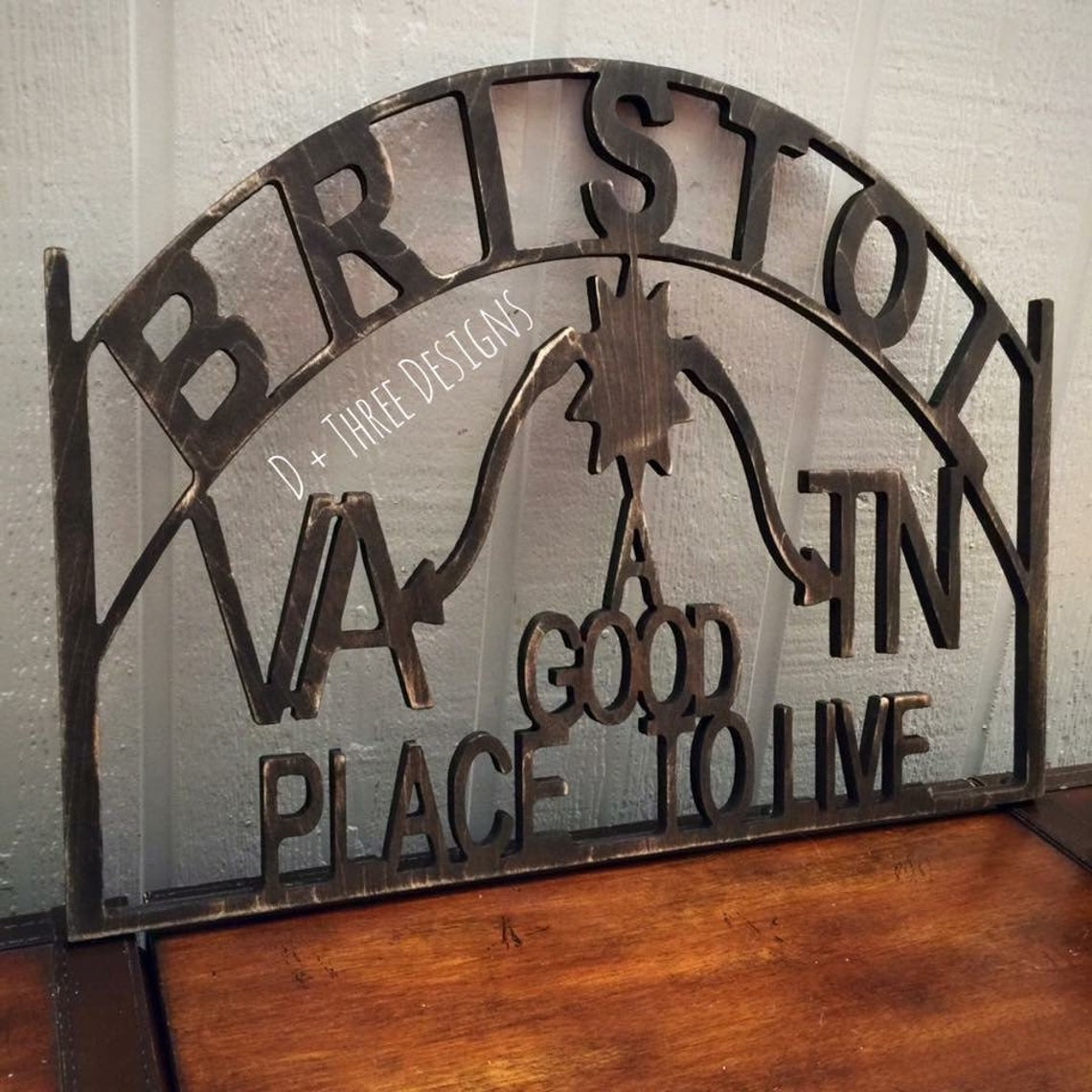 Bristol Tennessee Virginia Wooden Sign Decor Etsy