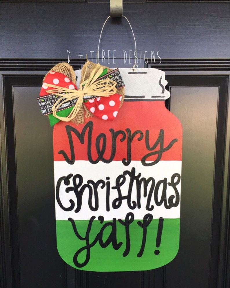Southern Christmas Mason Jar Door Hanger // Winter Wreath // Etsy