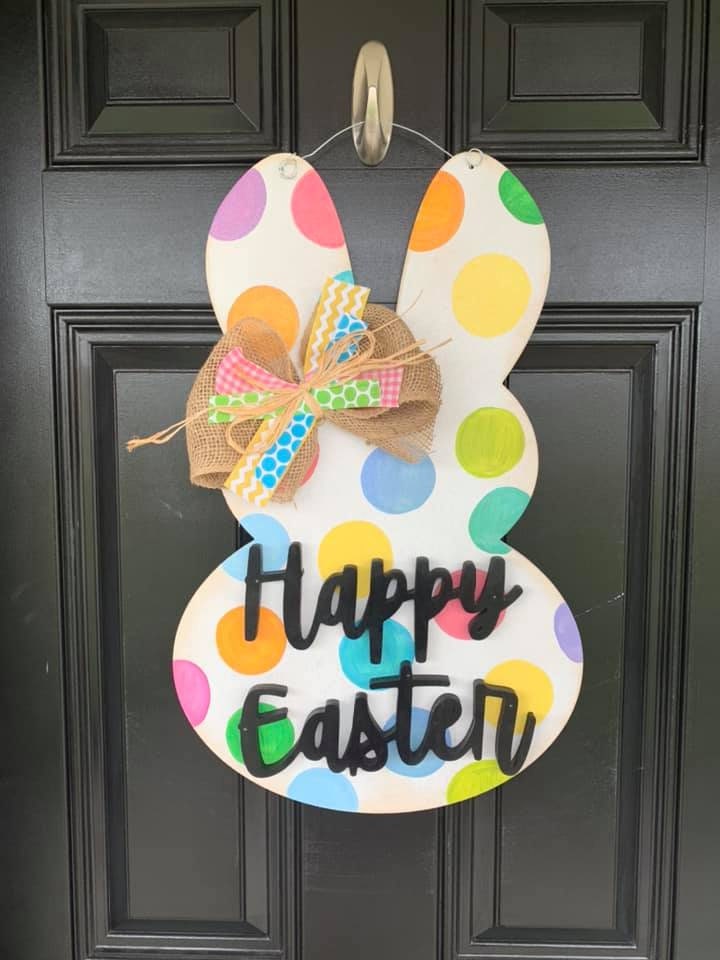 Easter Bunny Happy Easter Door Hanger